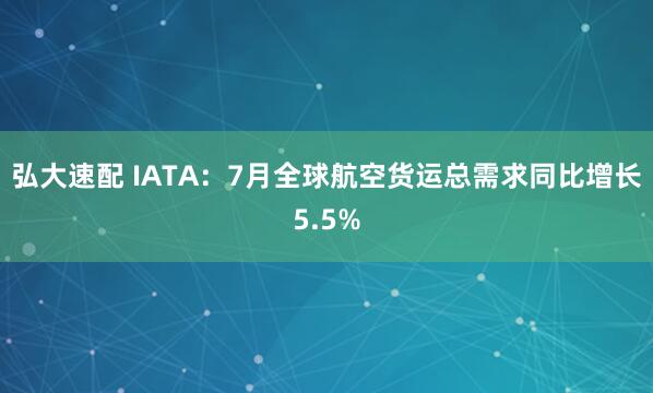 弘大速配 IATA：7月全球航空货运总需求同比增长5.5%