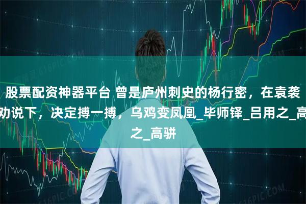 股票配资神器平台 曾是庐州刺史的杨行密，在袁袭的劝说下，决定搏一搏，乌鸡变凤凰_毕师铎_吕用之_高骈